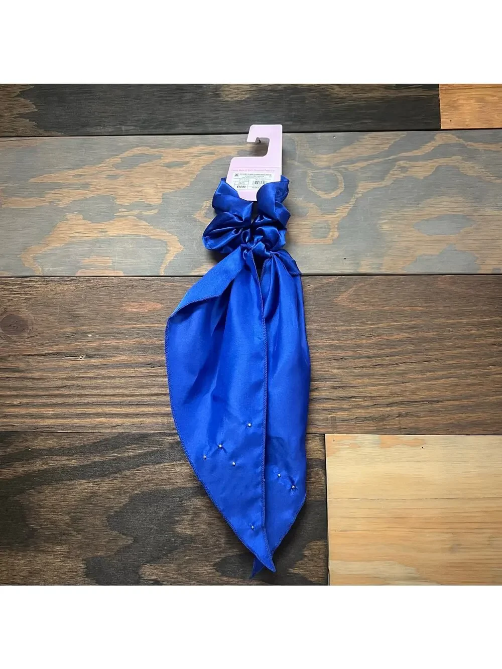 Wild Fable Game Day Satin Scarf Scrunchie Blue Pearl Hair Tie NWT
